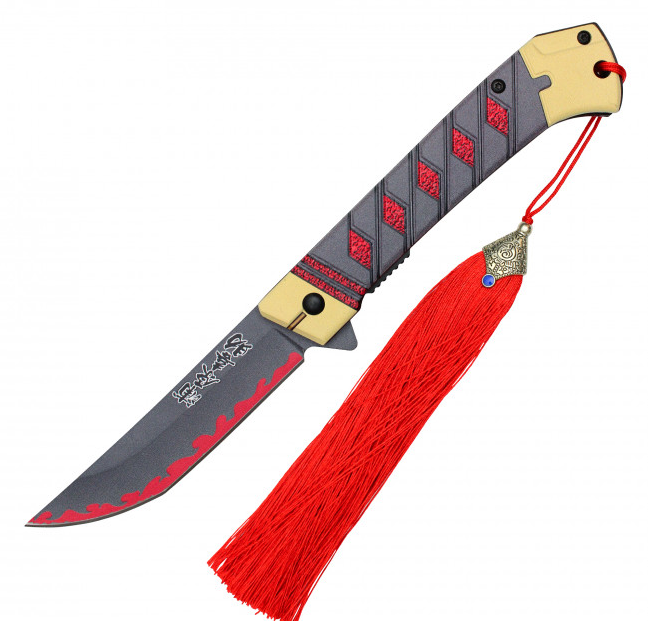 🩸 Crimson Edge Katana-Style Pocket Knife | 8.25" Fantasy Folder