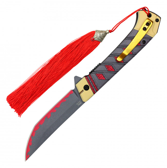 🩸 Crimson Edge Katana-Style Pocket Knife | 8.25" Fantasy Folder